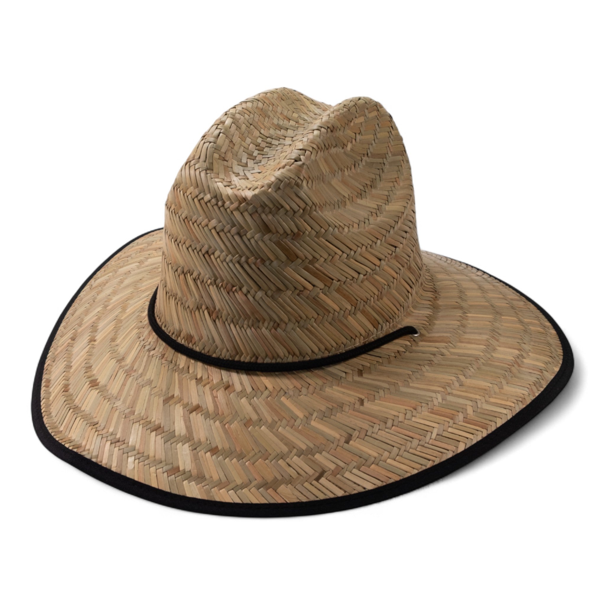 Straw Hat with Black Trim