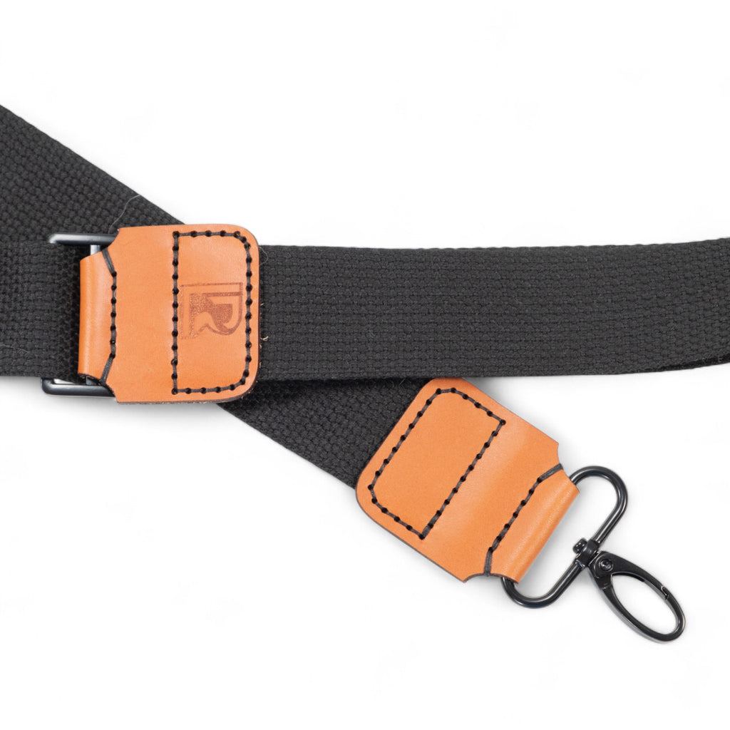 Black and Tan Cotton Webbing Purse Strap